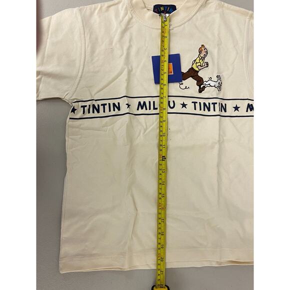 The Adventures Of Tintin Vintage Movie T-Shirt Short Sleeve Size 12 Cream NWT - Picture 8 of 9